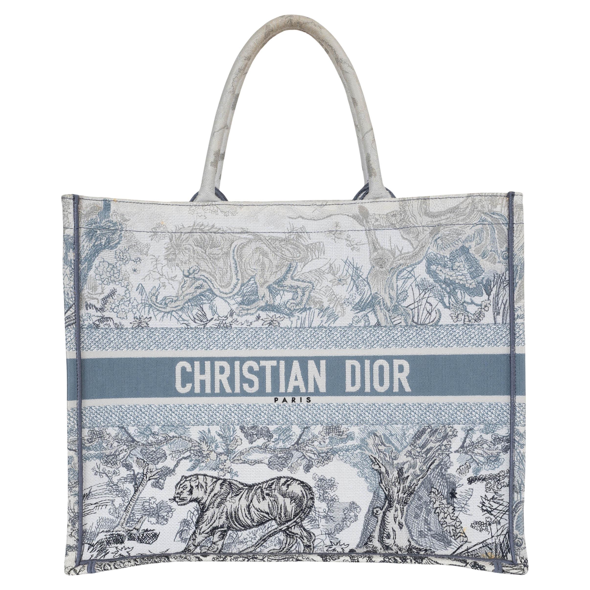 CHRISTIAN DIOR blue gradient Toile de Jouy 2021 LARGE BOOK TOTE Bag For Sale