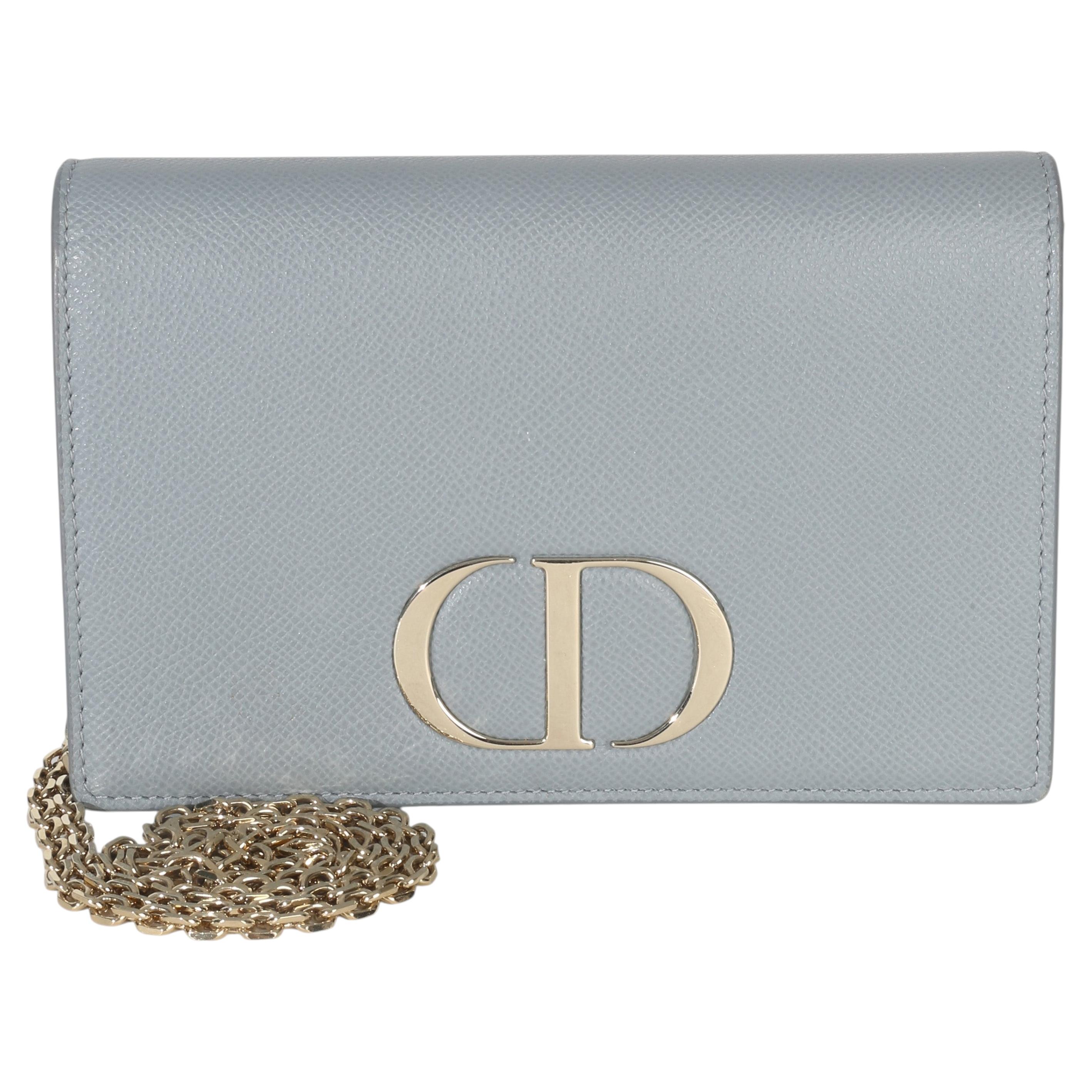 Christian Dior: astuccio 2 in 1 in pelle di vitello granulata blu 30 Montaigne
