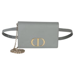 Christian Dior Blue Grained Calfskin 30 Montaigne 2-in-1 Pouch