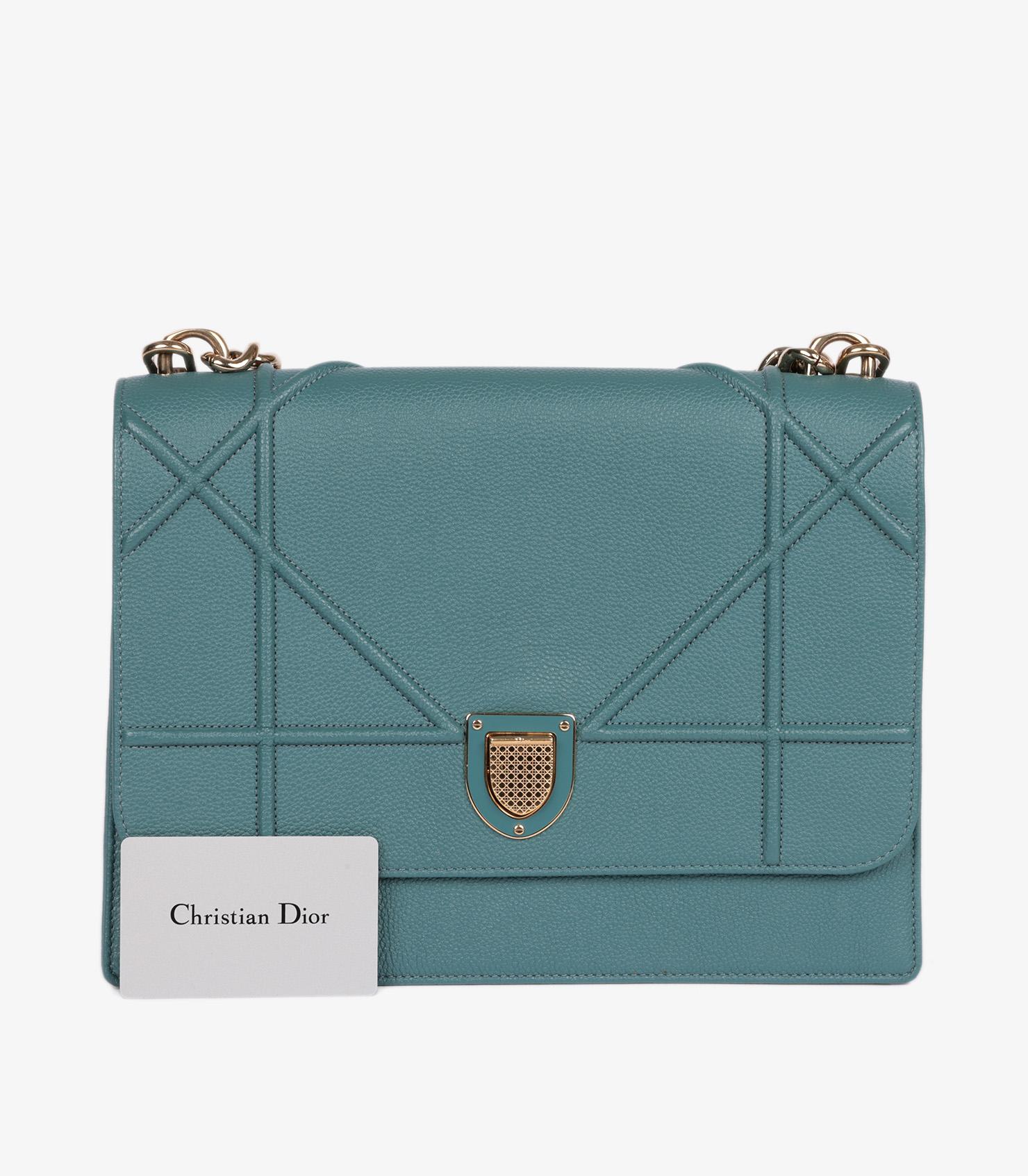 Christian Dior Blaues genarbtes Kalbsleder Medium Diorama im Angebot 5