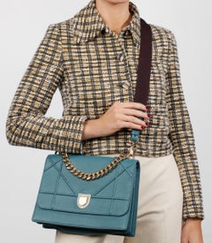 Christian Dior Blue Grained Calfskin Leather Medium Diorama