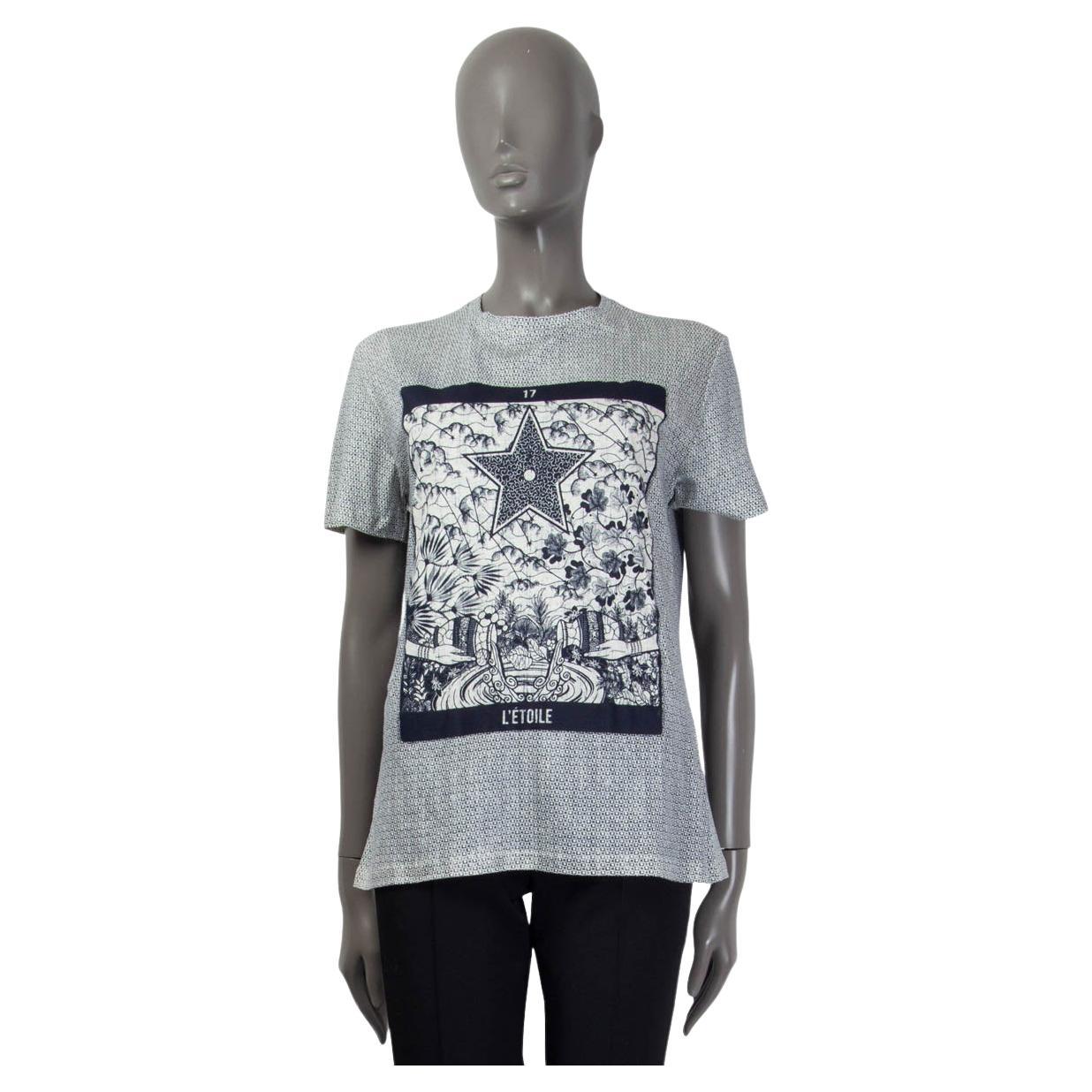 CHRISTIAN DIOR blue & grey cotton 2020 TAROT ETOILE 17 T-Shirt Shirt M