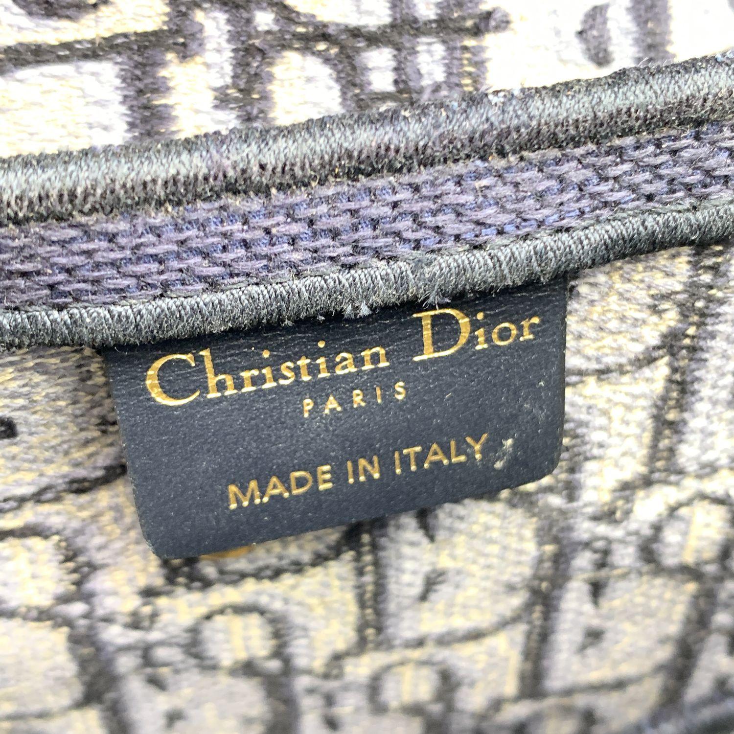 Christian Dior Bleu Jacquard Oblique Canvas Embroidery Saddle Bag en vente 2