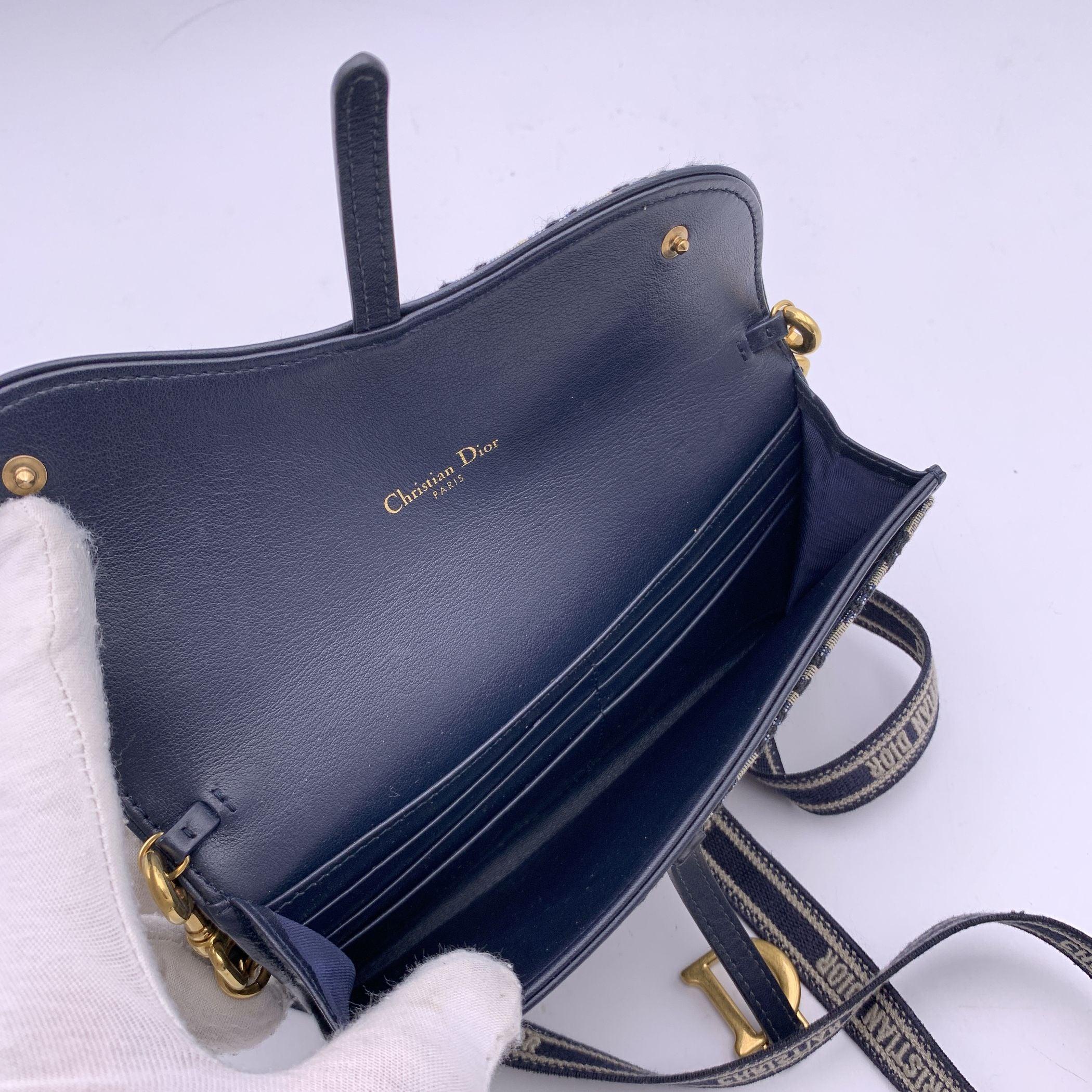 Christian Dior Blue Jacquard Oblique Canvas WOC Small Saddle Bag 1