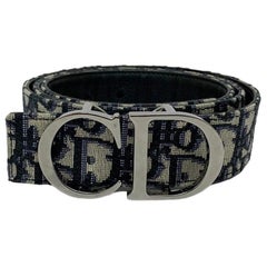 Christian Dior Blue Jaquard Canvas Belt 