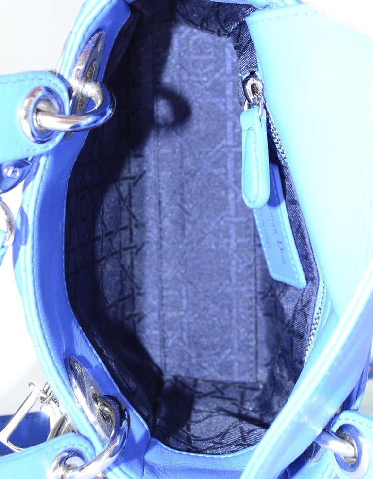 Christian Dior Blue Lambskin Cannage Quilted Mini Lady Dior Crossbody