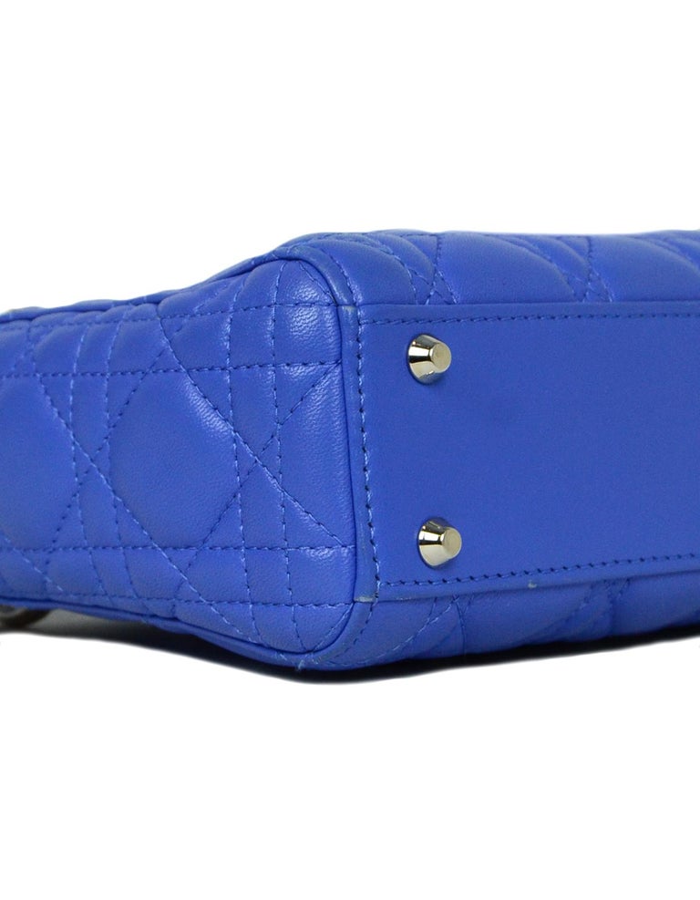 Christian Dior Blue Lambskin Cannage Quilted Mini Lady Dior Crossbody