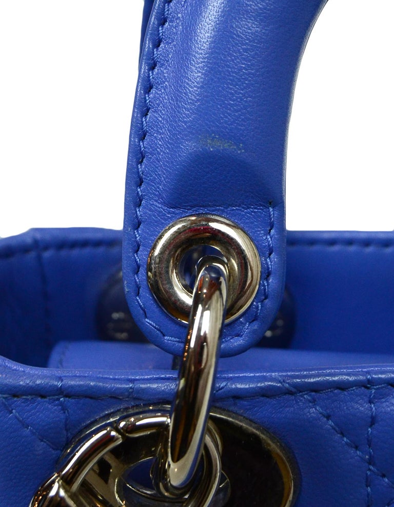 Christian Dior Blue Lambskin Cannage Quilted Mini Lady Dior Crossbody