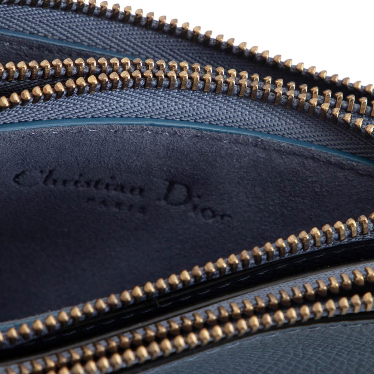 Blue CHRISTIAN DIOR blue leather TRIPLE ZIP SADDLE Crossbody Bag