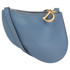 CHRISTIAN DIOR blue leather TRIPLE ZIP SADDLE Crossbody Bag