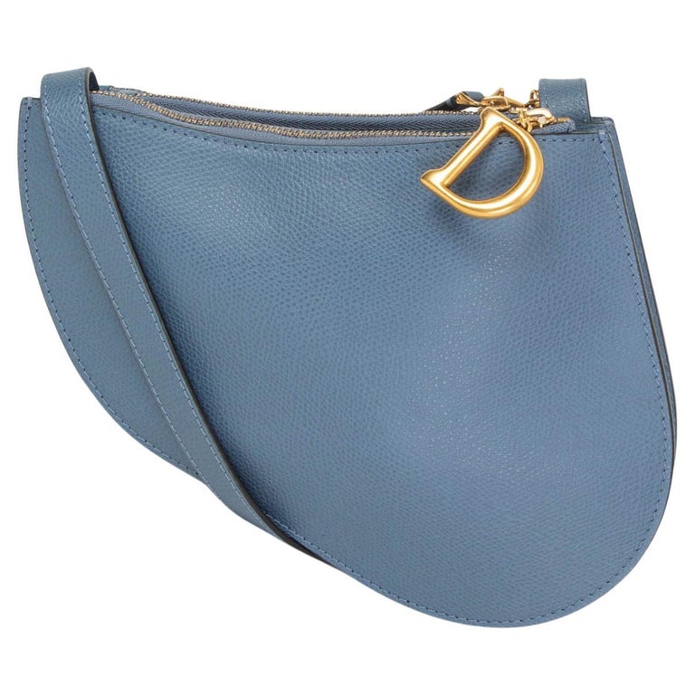 CHRISTIAN DIOR blue leather TRIPLE ZIP SADDLE Crossbody Bag at