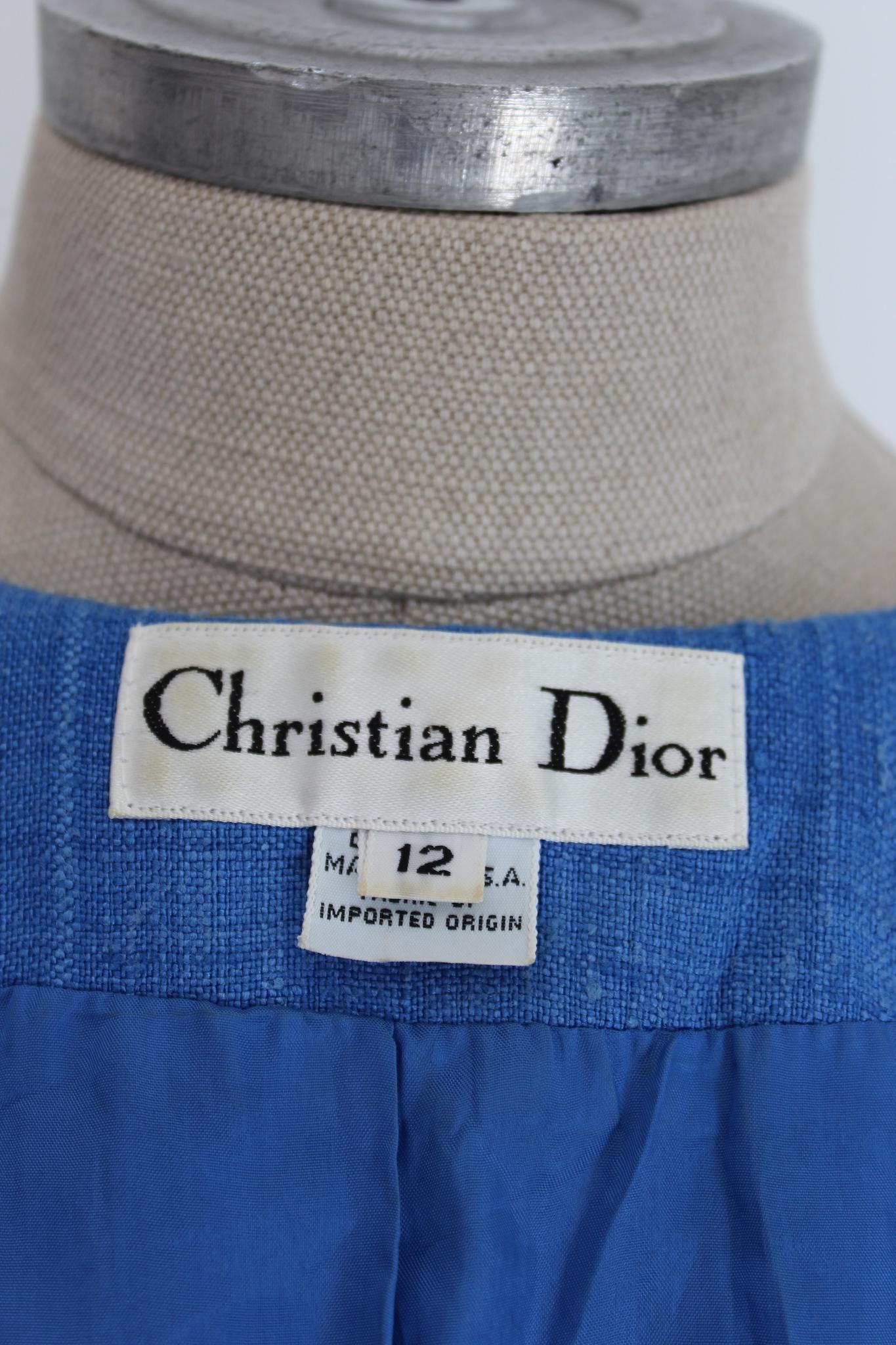 Christian Dior - Veste classique en lin bleu, années 1980 5