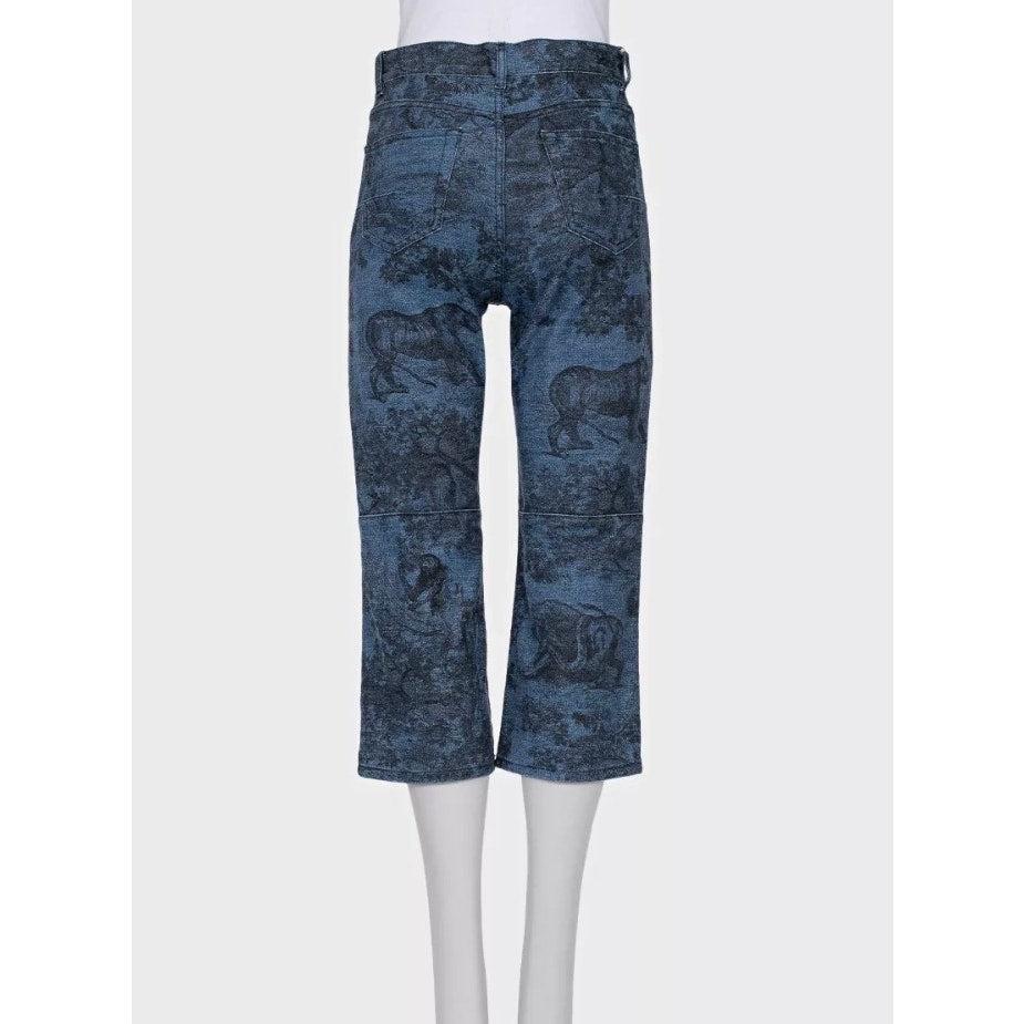 Christian Dior Blau Logo Print Cropped Skinny Hosen Sz.40/S im Zustand „Hervorragend“ im Angebot in Krakow, PL