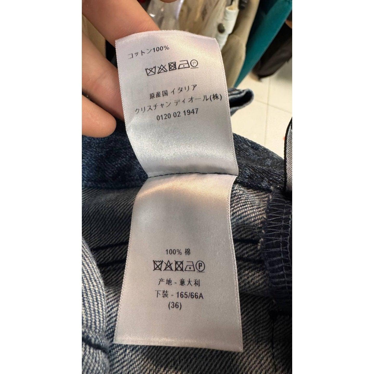 Christian Dior Blau Logo Print Cropped Skinny Hosen Sz.40/S im Angebot 1