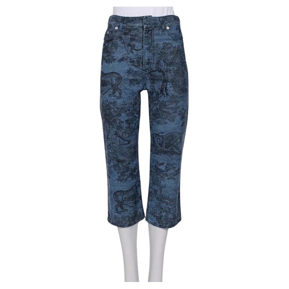 Christian Dior Blau Logo Print Cropped Skinny Hosen Sz.40/S im Angebot