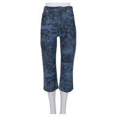 Christian Dior Blue Logo Print Cropped Skinny Pants Sz.40/S