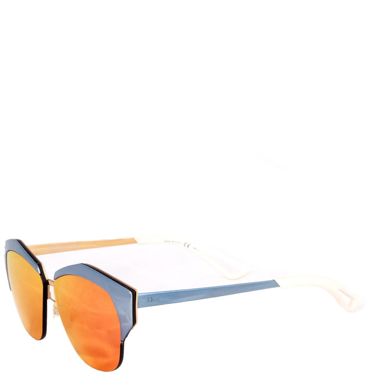100% authentic Christian Dior 'Mirrored' sunglasses with a blue metal frame featuring pink and orange mirrored lenses. Have been worn and are in excellent condition. Come with case.

Width	14cm (5.5in)
Height	5cm (2in)

All our listings include only