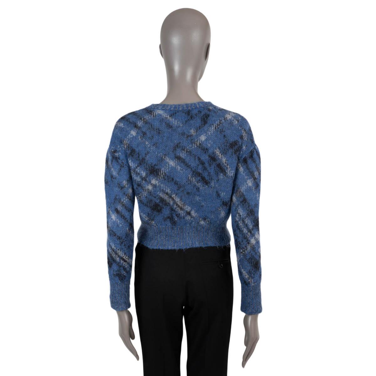 Black CHRISTIAN DIOR blue mohair & alpaca 2023 CHECK'N'DIOR Cropped Sweater M