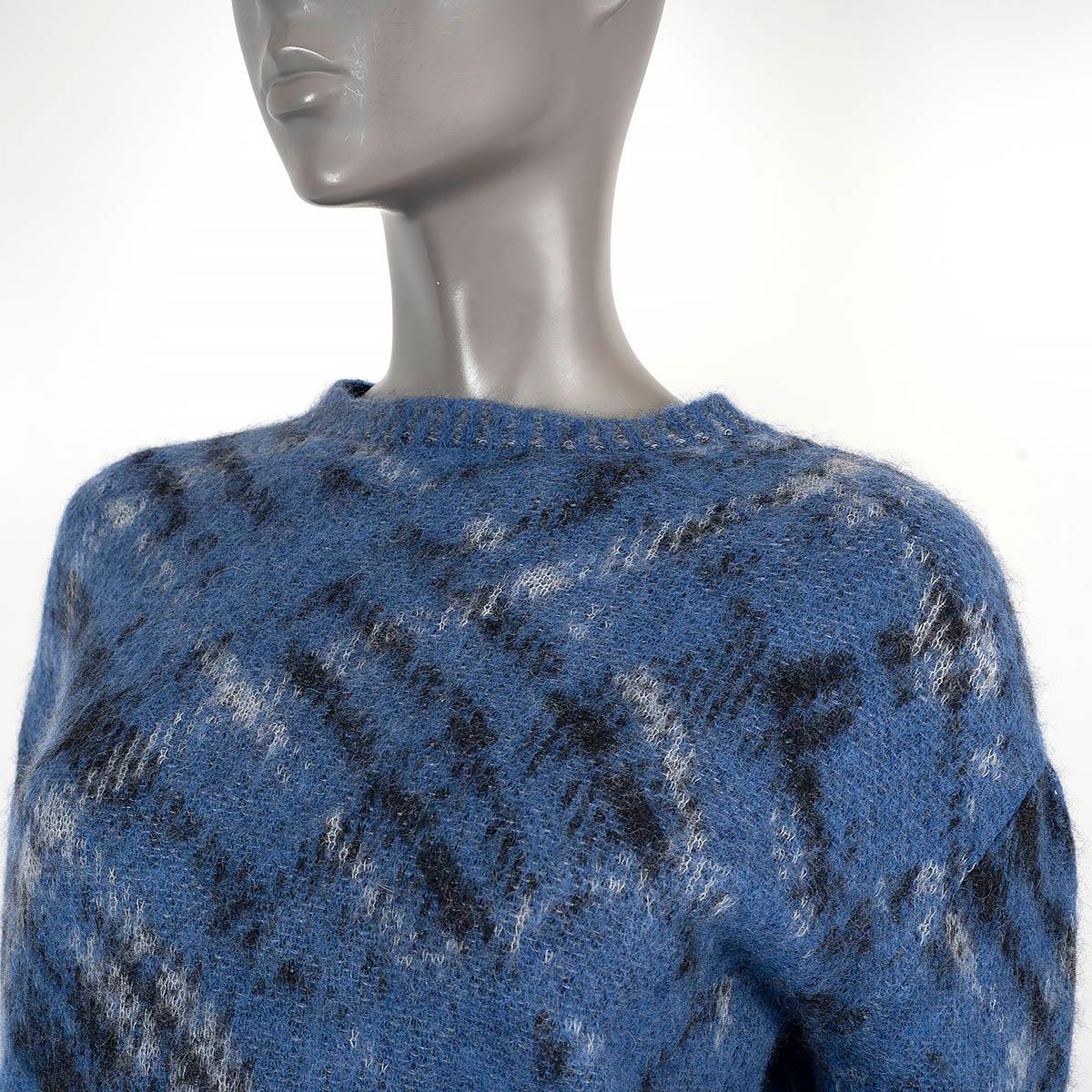 CHRISTIAN DIOR blue mohair & alpaca 2023 CHECK'N'DIOR Cropped Sweater M 1