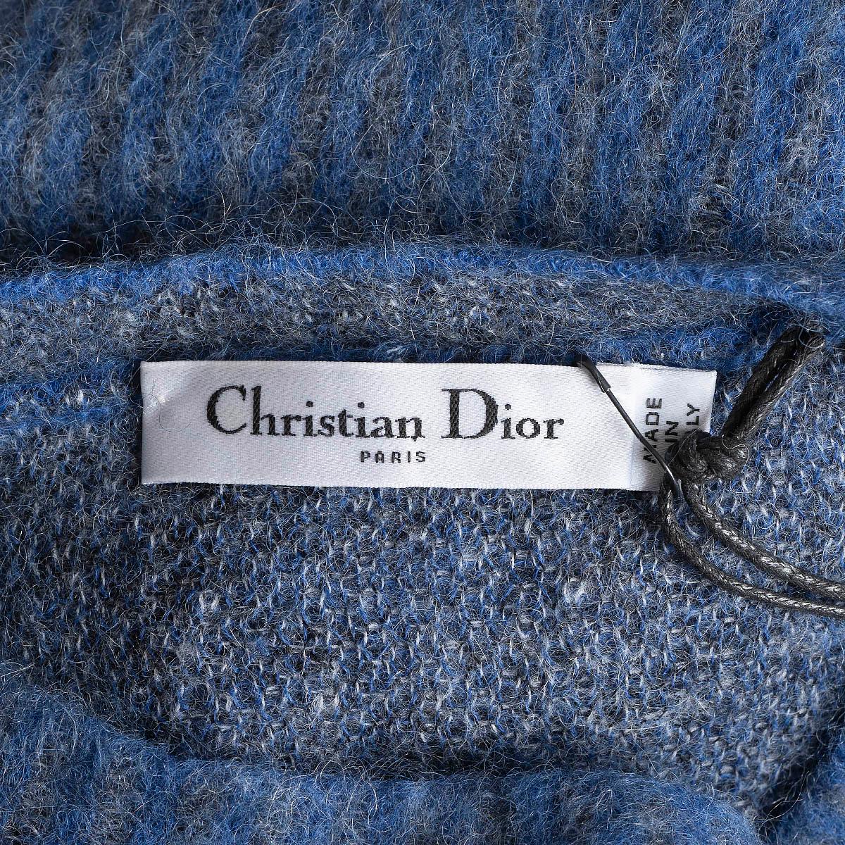 CHRISTIAN DIOR blue mohair & alpaca 2023 CHECK'N'DIOR Cropped Sweater M 2