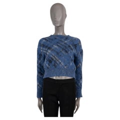 CHRISTIAN DIOR Blauer Pullover aus Mohair und Alpaca 2023 CHECK'N'DIOR mit Cropped M