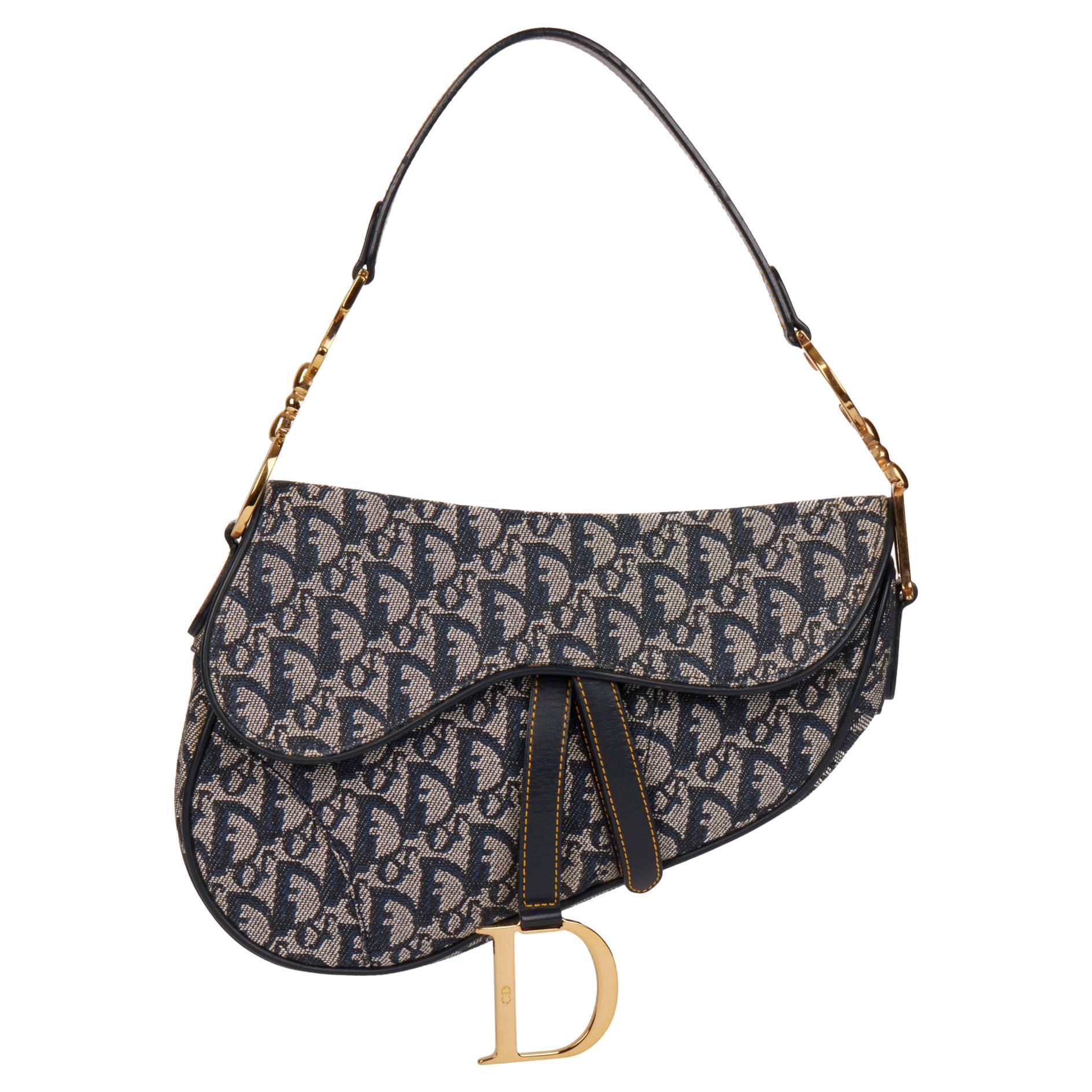 Christian Dior Black Monogram Canvas Zip Top Pochette Bag at 1stDibs