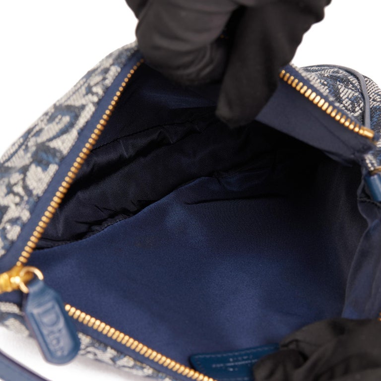 Christian Dior Blue Grained Leather Mini Saddle Bag - Yoogi's Closet