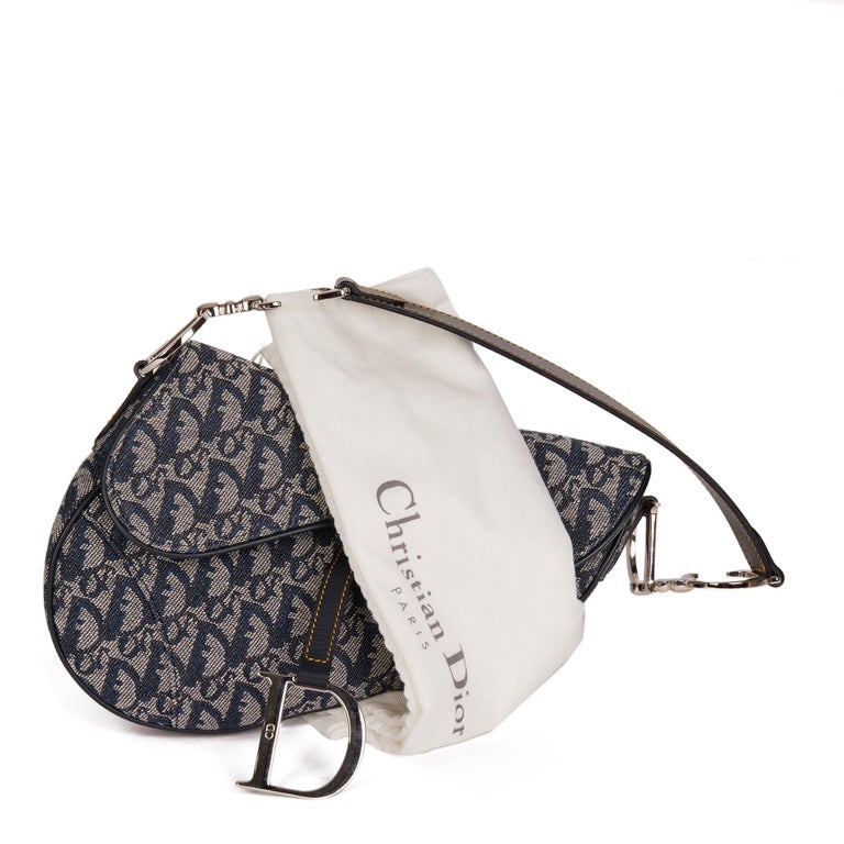 Christian Dior Blue And Beige Oblique Canvas Saddle Bag Gold Hardware  Available For Immediate Sale At Sotheby's
