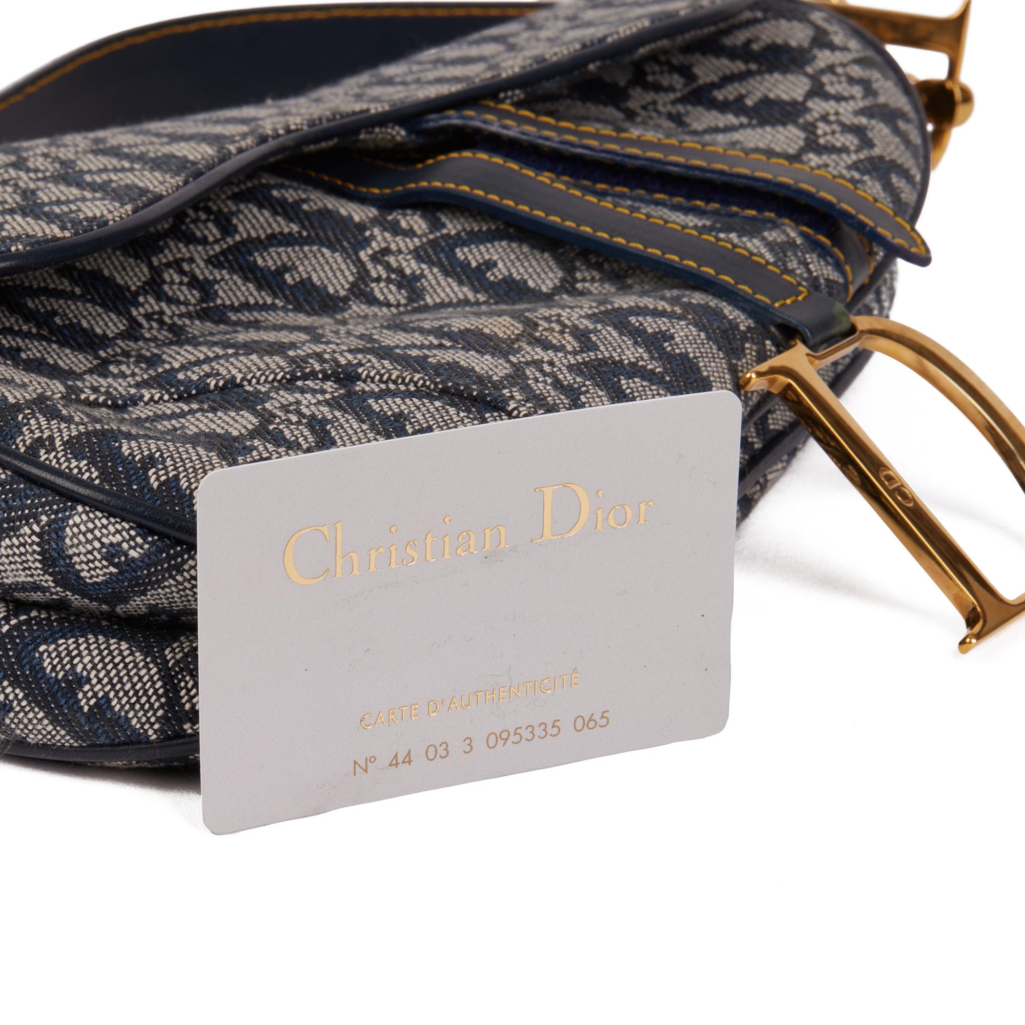 Christian Dior Blue Monogram Canvas & Calfskin Leather Vintage Saddle Bag 3