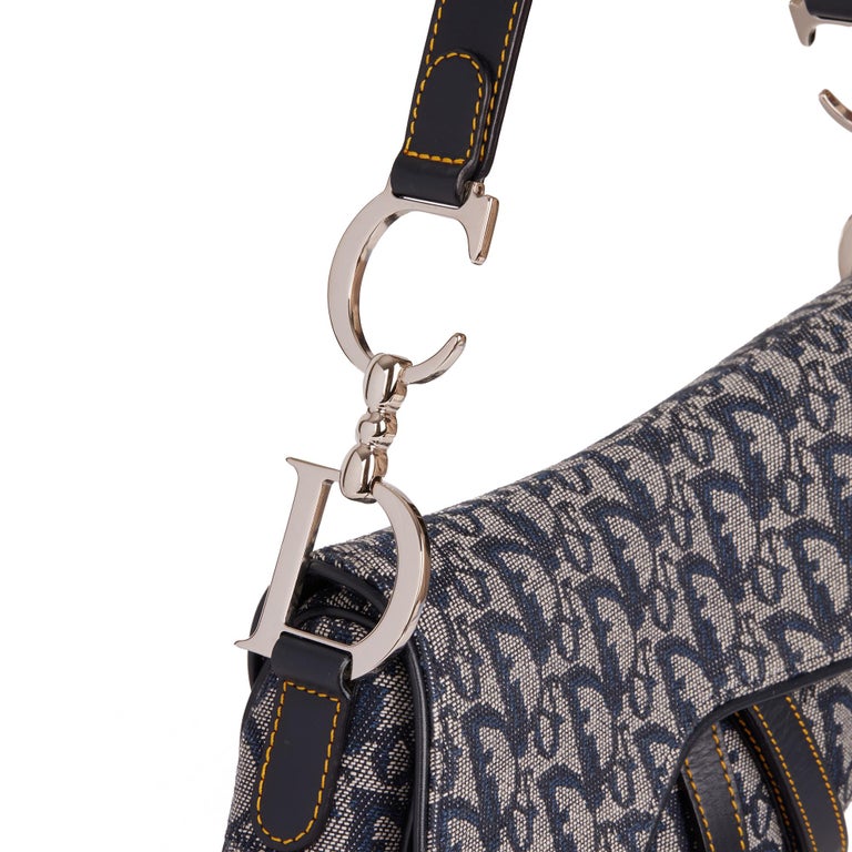 Christian Dior Vintage Navy Blue Monogram Canvas & Leather Bag – Amarcord  Vintage Fashion