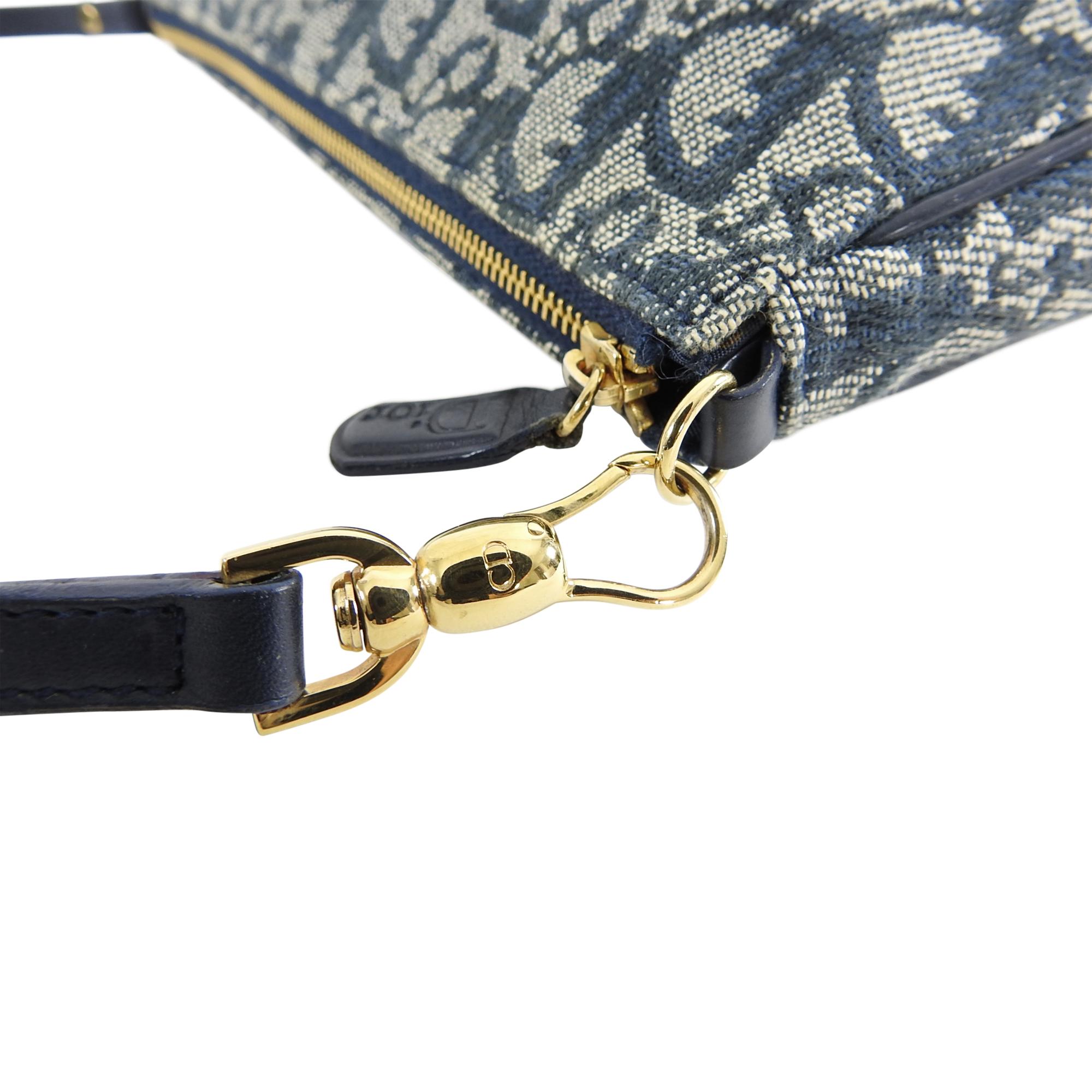 Christian Dior Blue Monogram Canvas Mini Saddle Bag In Excellent Condition In Toronto, ON