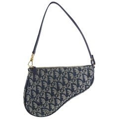 Christian Dior Blue Monogram Canvas Mini Saddle Bag