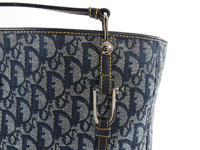 Christian Dior Blue Monogram Canvas Saddle Tote Bag For Sale at 1stdibs