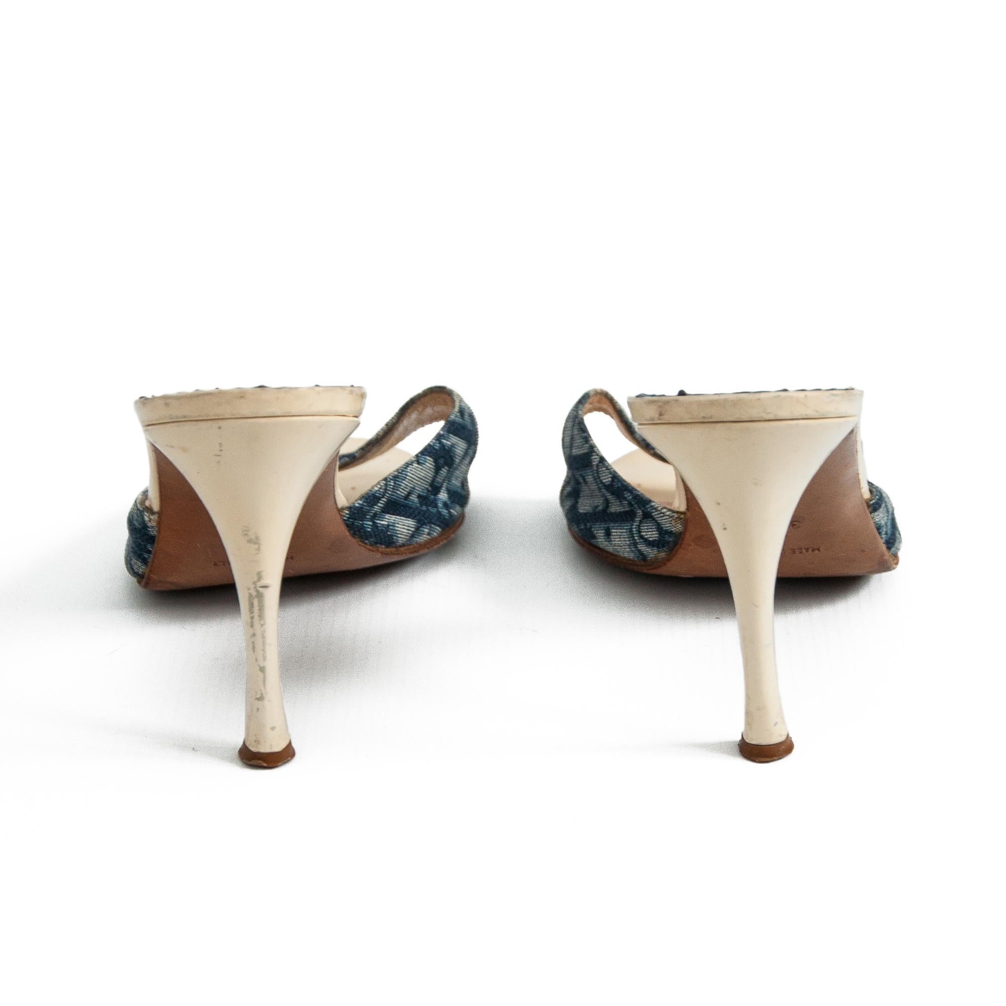 Christian Dior Blue Monogram High Heel Mules size 38.5 3