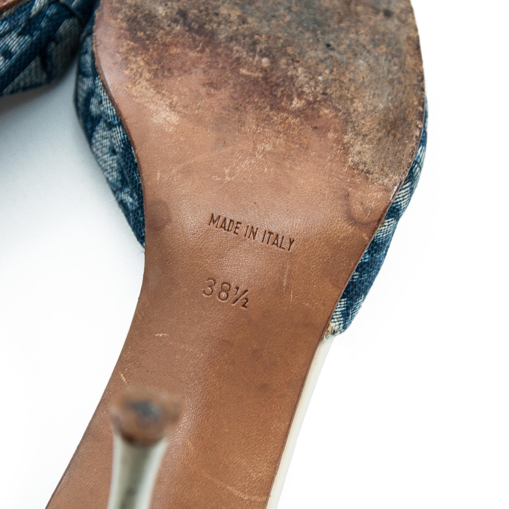 Christian Dior Blue Monogram High Heel Mules size 38.5 5