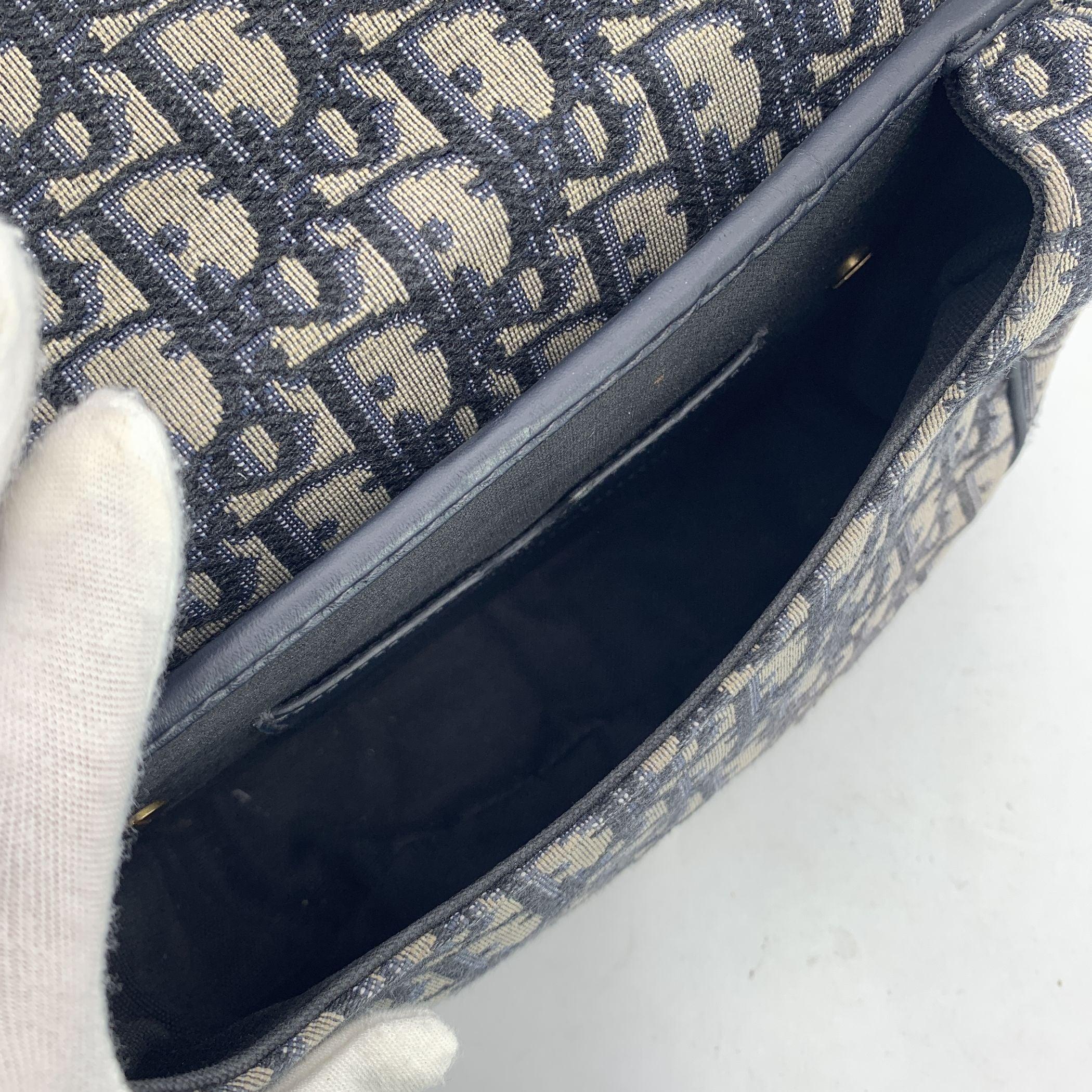 Women's Christian Dior Blue Monogram Oblique Canvas Bobby Messenger Bag