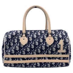 Christian Dior Blaue Monogramm Trotter Diorissimo Canvas Boston Tasche