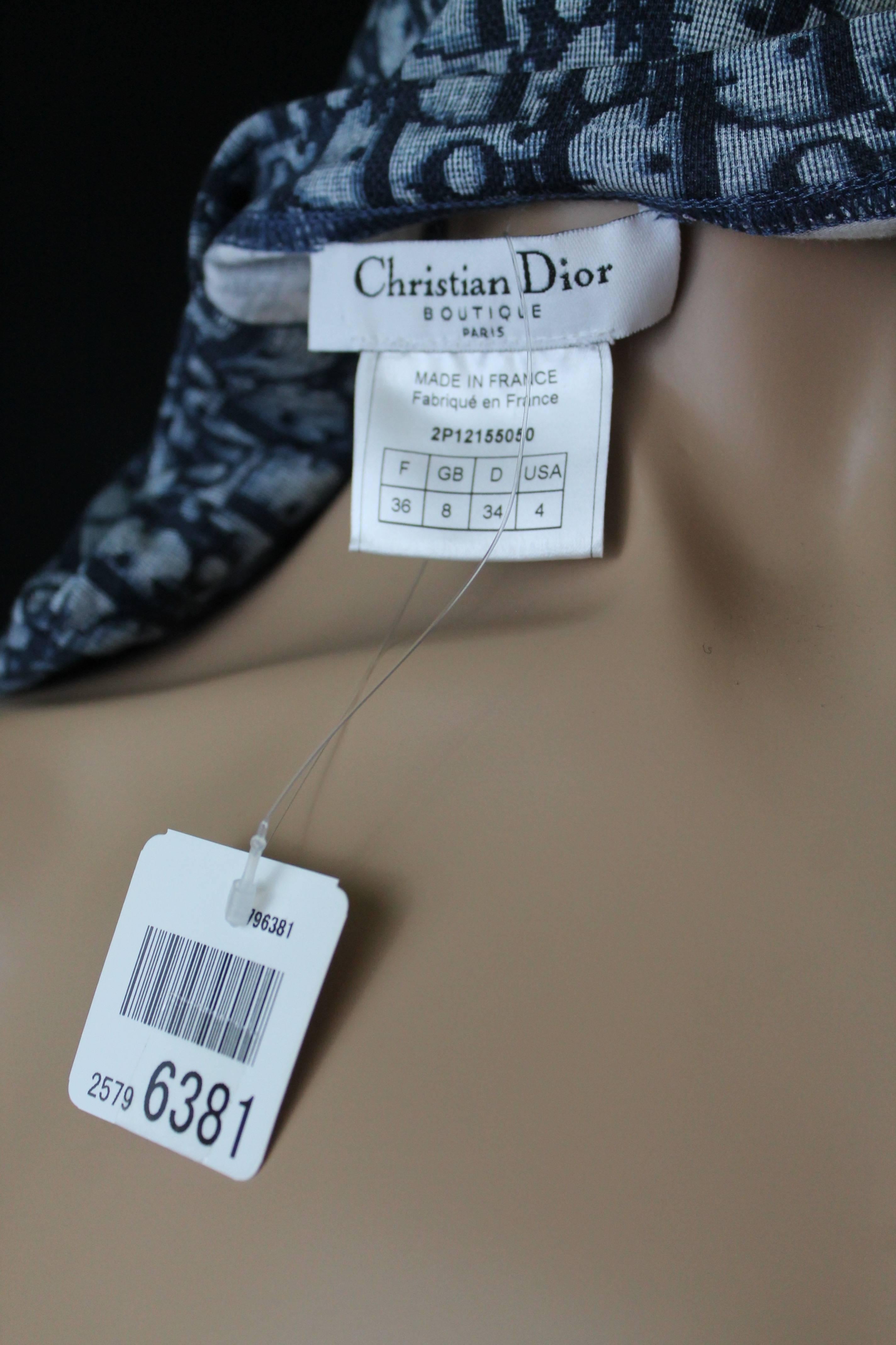 Christian Dior Blue Monogrammed Globetrotter T-shirt Size US 4 1