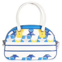 Christian Dior Blue Multicolor Calfskin Star Medium Dior Vibe Bowling Bag