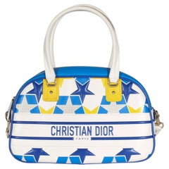 Christian Dior Blue Multicolor Calfskin Star Medium Dior Vibe Bowling Bag