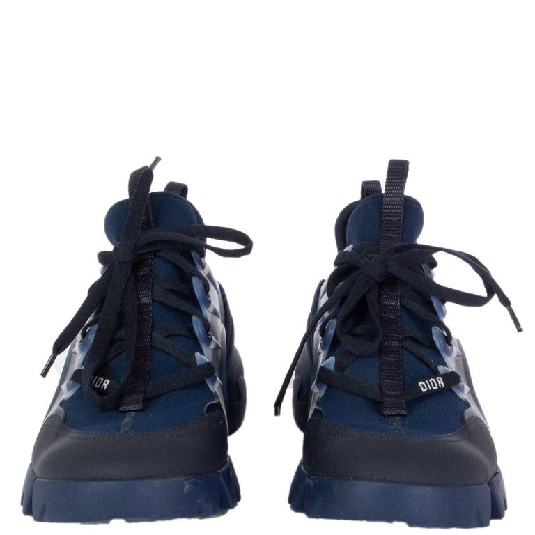 CHRISTIAN DIOR blue neoprene D-CONNECT Sneakers Shoes 39 at 1stDibs