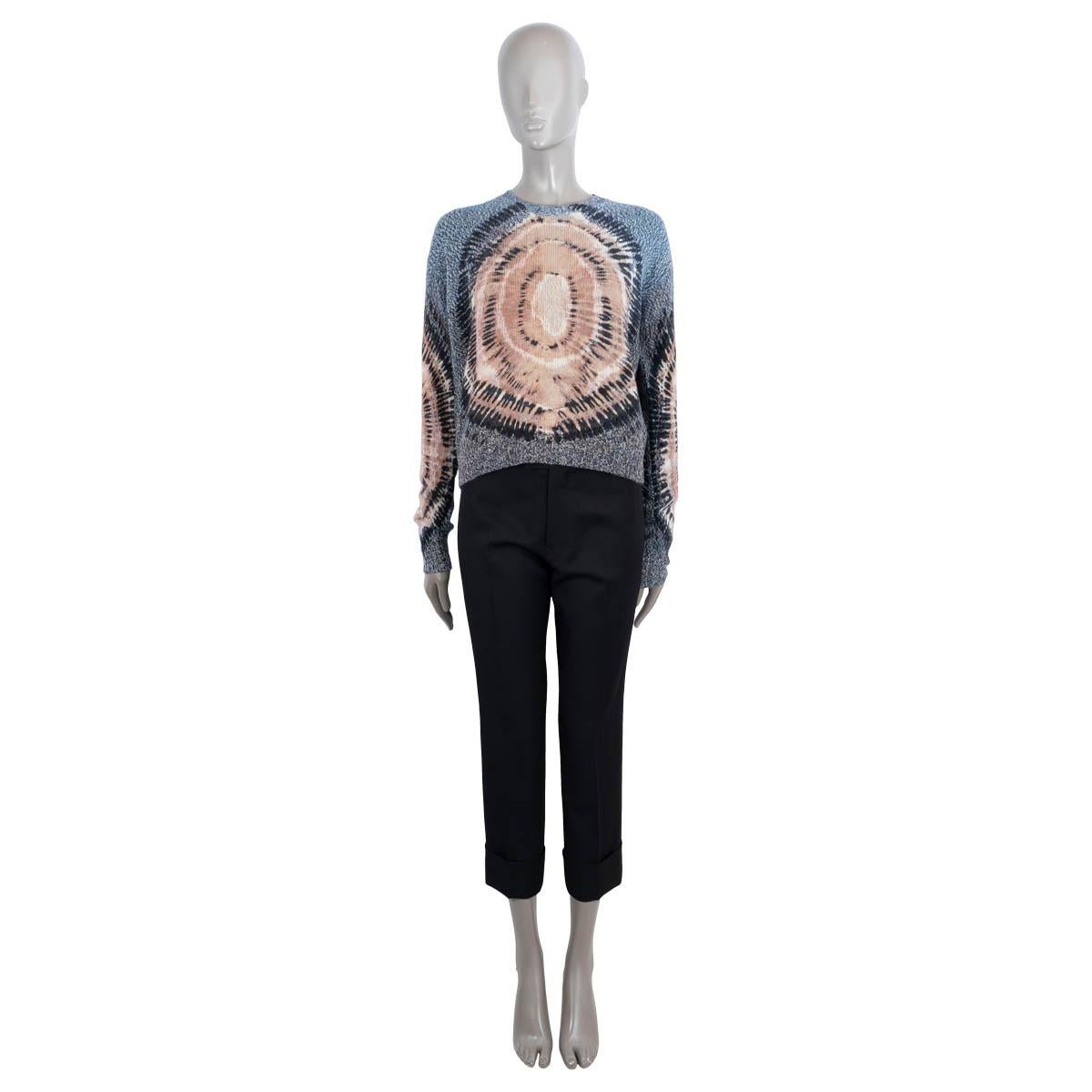 100% authentic Christian Dior tie-dye sweater in navy blue cashmere (100%) with details in black, beige and pale pink. Features a crewneck and ribbed cuffs and hem. Has been worn and is in excellent condition.

2021
