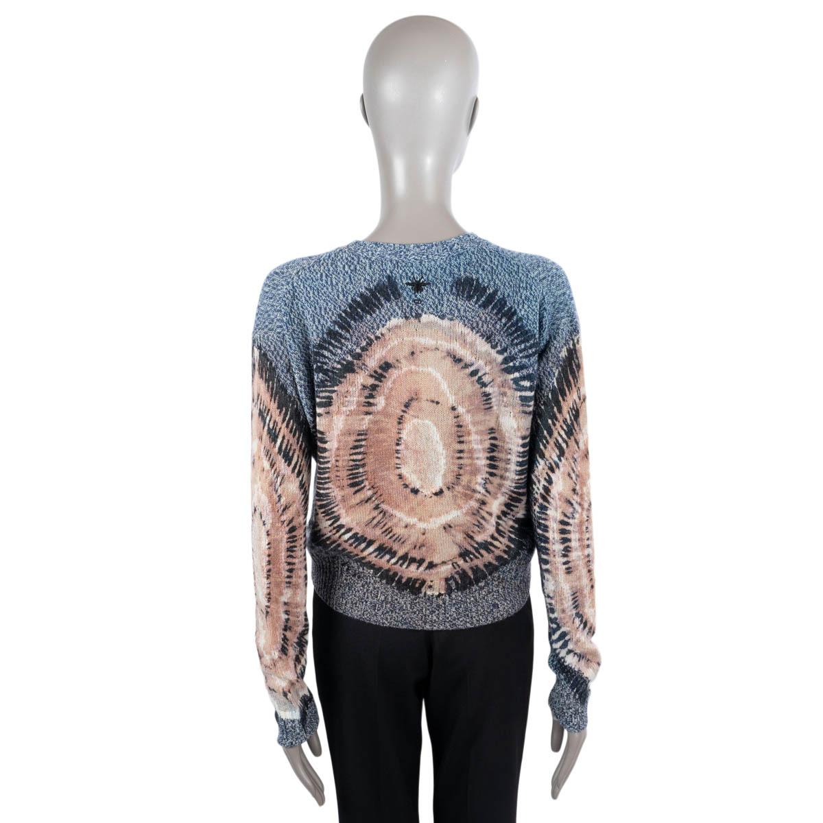 CHRISTIAN DIOR blue & nude cashmere 2021 TIE-DYE Sweater 34 XS 2