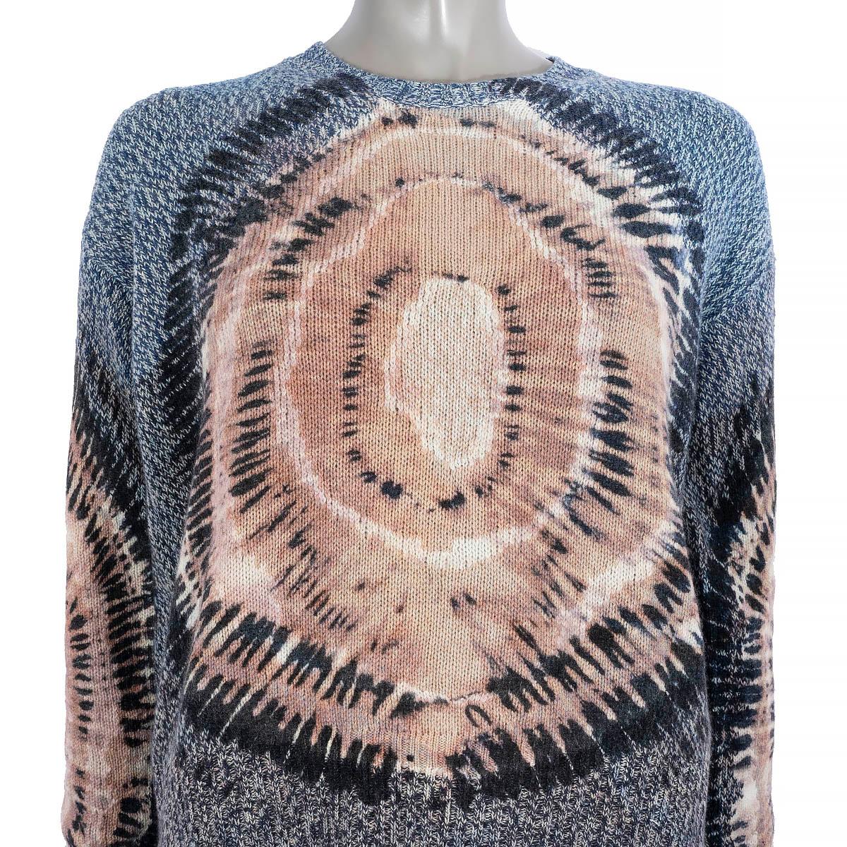 CHRISTIAN DIOR blue & nude cashmere 2021 TIE-DYE Sweater 34 XS 4
