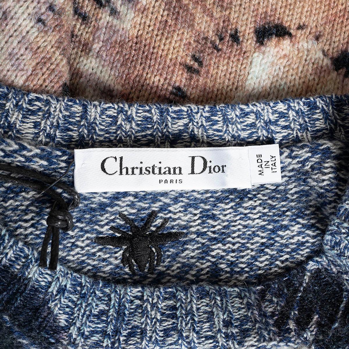 CHRISTIAN DIOR blue & nude cashmere 2021 TIE-DYE Sweater 34 XS 6