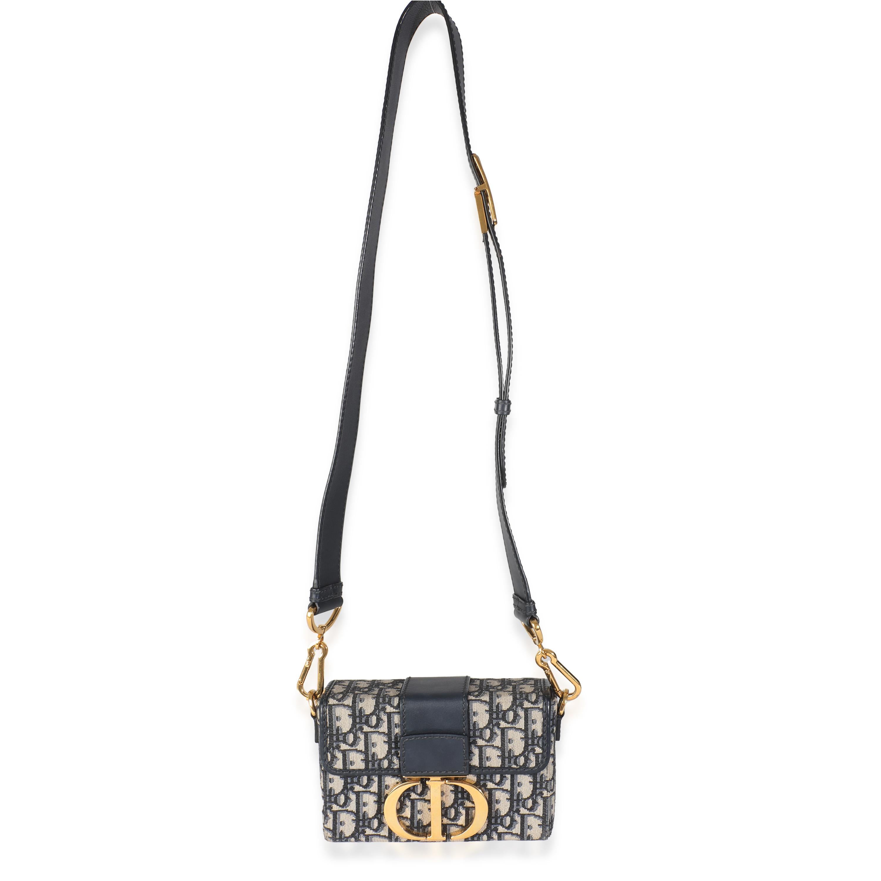 Christian Dior Blue Oblique Canvas 30 Montaigne Box Bag For Sale 1