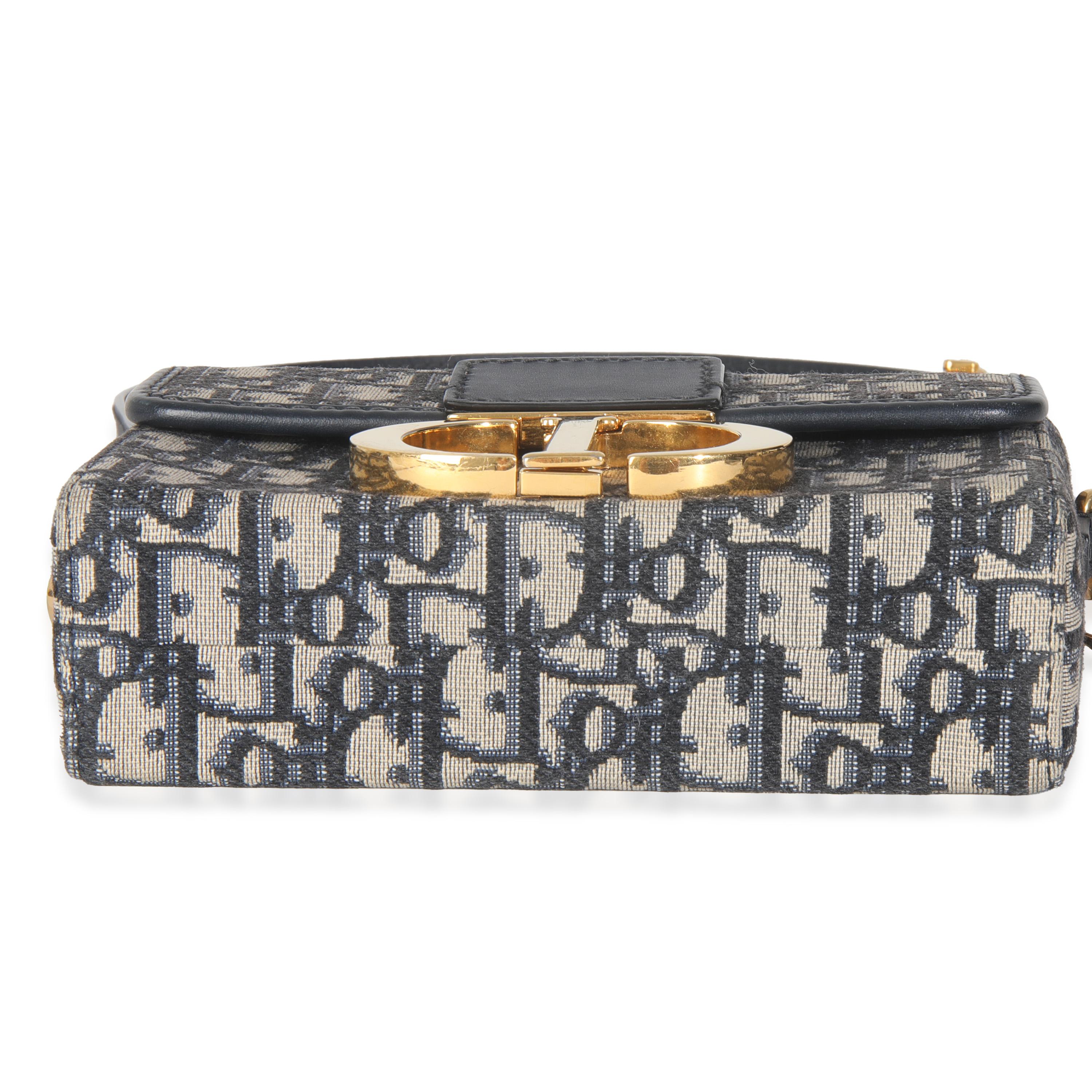 Christian Dior Blue Oblique Canvas 30 Montaigne Box Bag For Sale 3