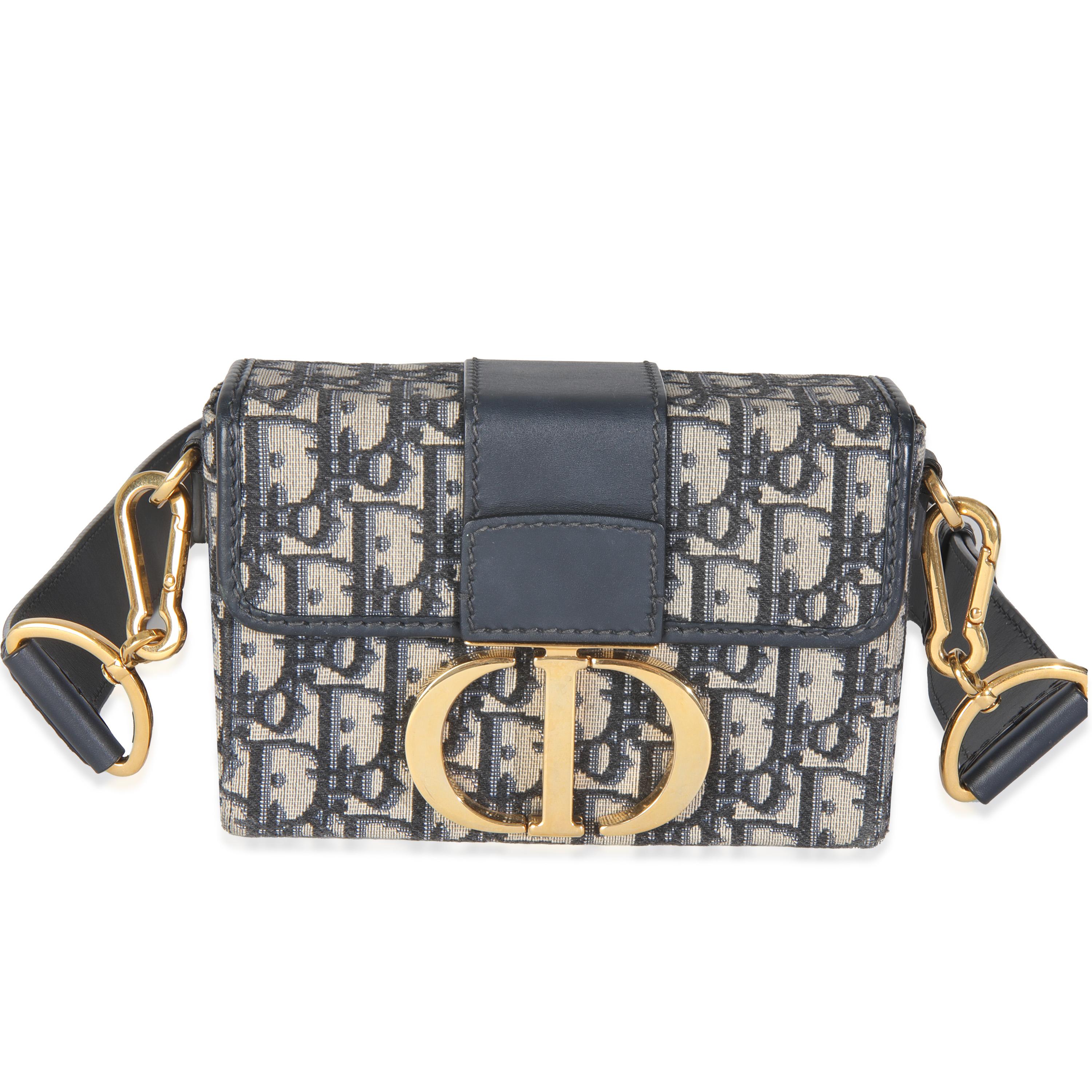 Christian Dior Blue Oblique Canvas 30 Montaigne Box Bag For Sale