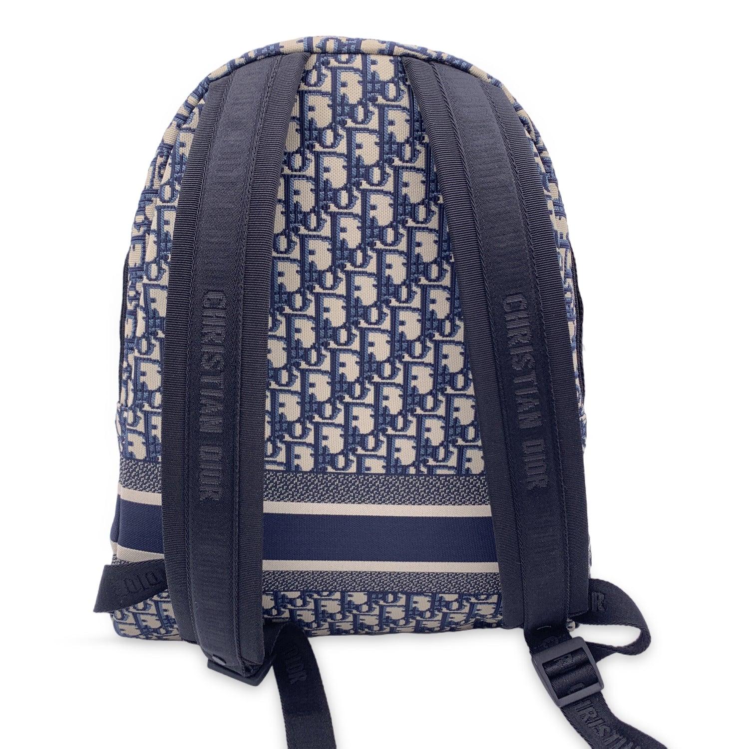 Women's or Men's Christian Dior Blue Oblique Canvas DiorTravel Backpack Bag
