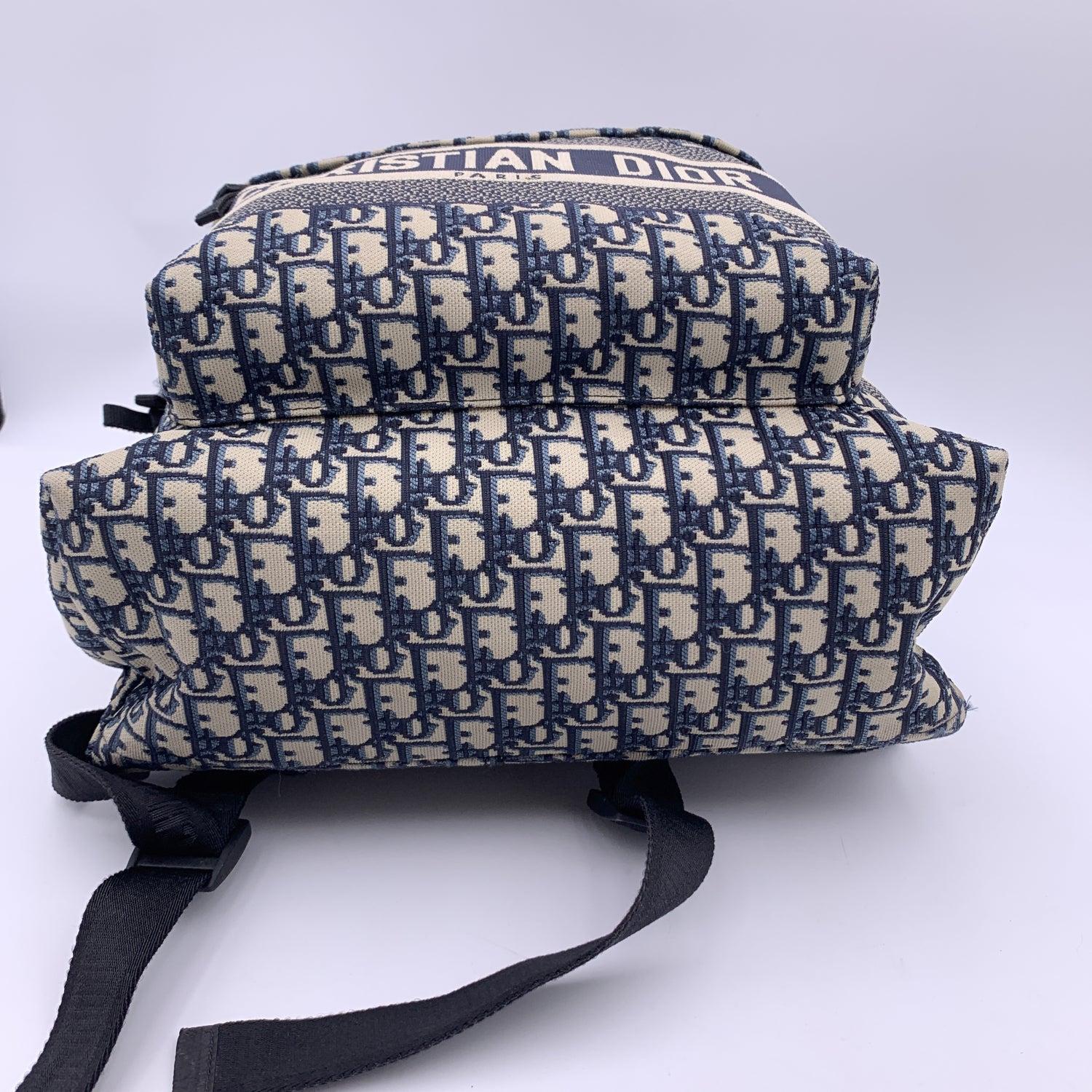 Christian Dior Blue Oblique Canvas DiorTravel Backpack Bag For Sale 3